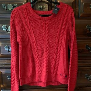 Red Cable Neck Sweater